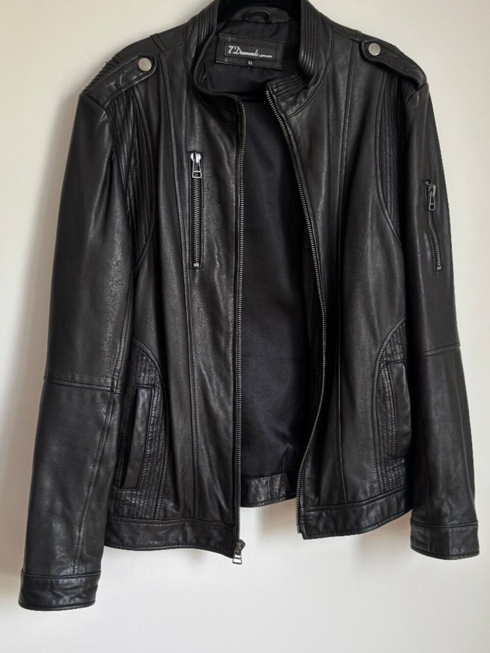 7 Diamonds Leather Moto Jacket Men's